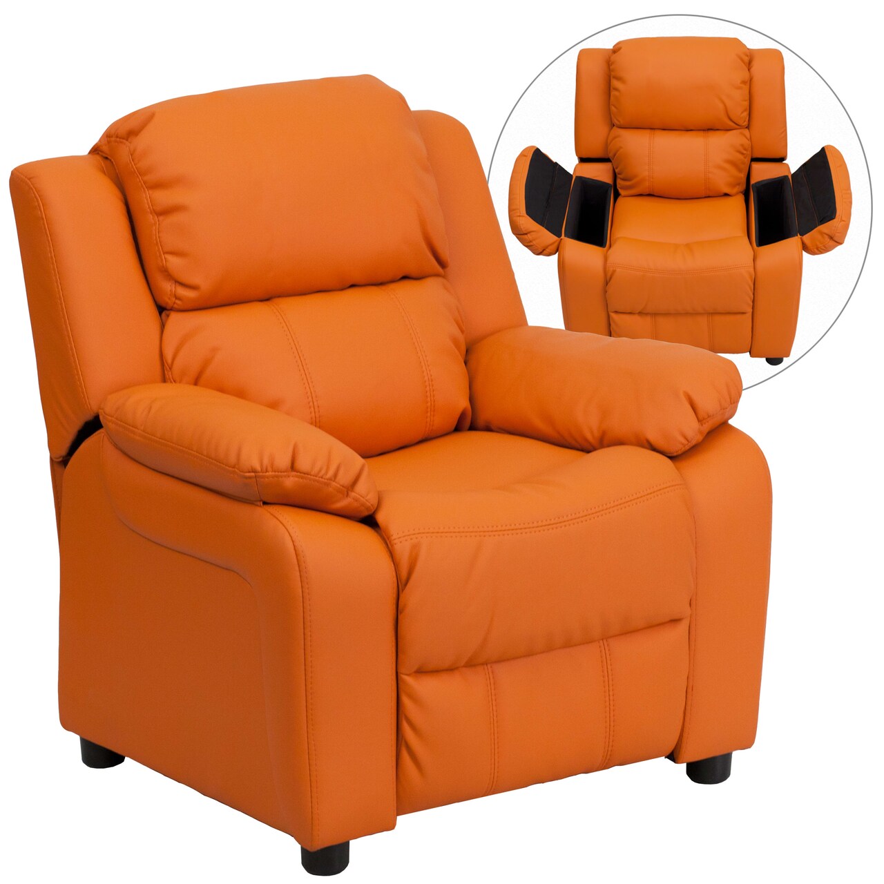 Emma and Oliver Deluxe Padded Contemporary Kids Recliner with Storage Arms